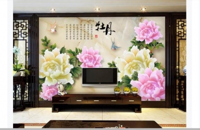 Tranh gạch- Tranh hoa mẫu đơn