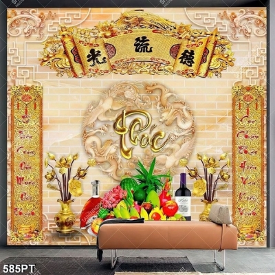 Tranh gạch 3D trang trí phòng thờ đẹp