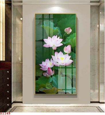 Tranh gạch men 3D hoa sen ốp tường