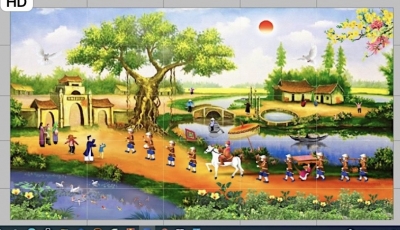 Gạch tranh đẹp đồng quê trang trí