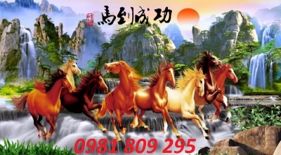 Gạch tranh phong thủy bát mã