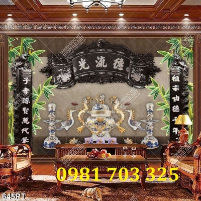 Tranh gạch 3D trang trí phòng thờ đẹp