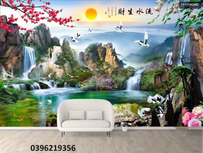 Gạch tranh đẹp 3D sơn thủy