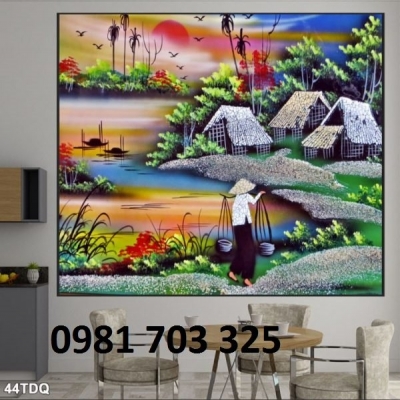 Tranh gạch 3D đẹp cảnh làng quê