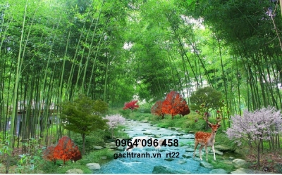 Tranh gạch 3d hàng cây tre - 433XCC