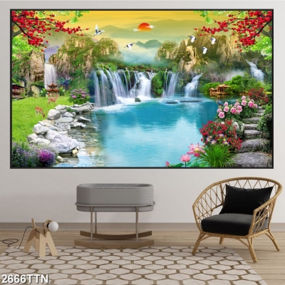 Tranh sơn thủy hữu tình- tranh gạch men 3D phong cảnh