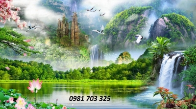 Gạch tranh sơn thủy hữu tình