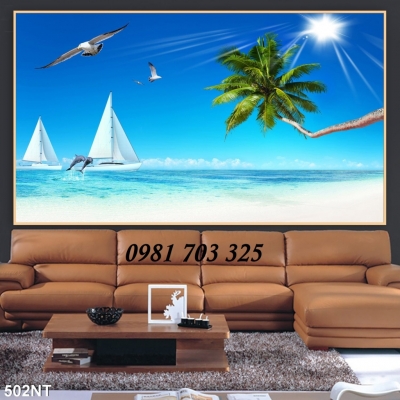 gạch tranh phong cảnh, tranh 3D bãi biển