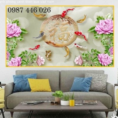 Tranh gạch men cửu ngư quần hội