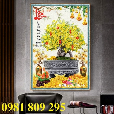 Tranh gạch hoa mai vàng Phú Quý HT939