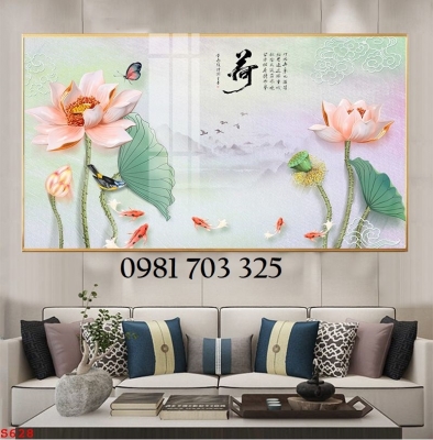 Tranh gạch 3D, tranh hoa sen