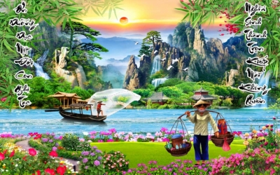 tranh gạch 3d cha mẹ - AG56