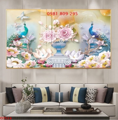 Tranh chim công 3d gạch ốp tường HP322