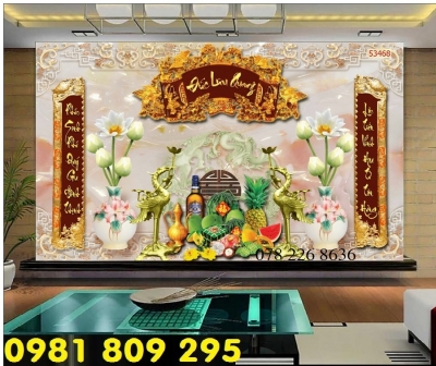 Gạch tranh 3d - tranh phòng thờ câu đối