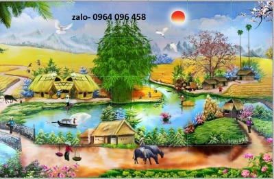 Tranh gạch 3d phong cảnh đồng quê việt nam - SHN56