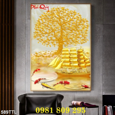 Tranh gạch cây kim tiền , gạch tranh