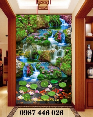 Gạch 3d tranh sơn thủy dựng vách HP2733