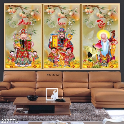 Tranh 3D phúc lộc thọ- gạch tranh 3D