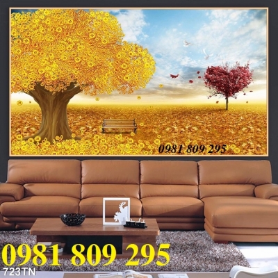 Tranh gạch men cây tiền - gạch tranh 3g AN0S