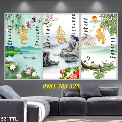 tranh gạch 3D, tranh phúc lộc thọ trang trí tường