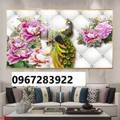 Tranh gạch 3d chim công trang trí tường