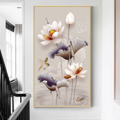 Tranh gạch 3d hoa sen - 457B