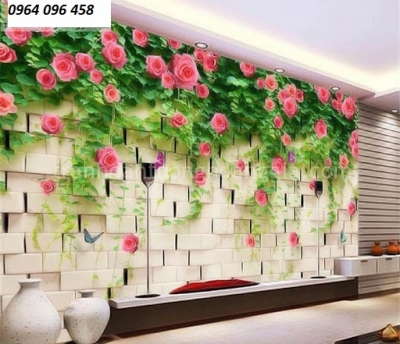 tranh hoa hồng - tranh gạch 3d ốp tường hoa hồng - HFD3