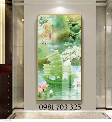 Gạch tranh phong thủy thuyền buồm 3D