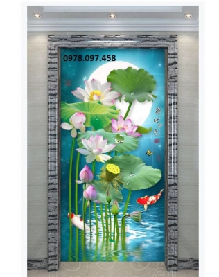 Gạch tranh hoa sen trang trí phòng