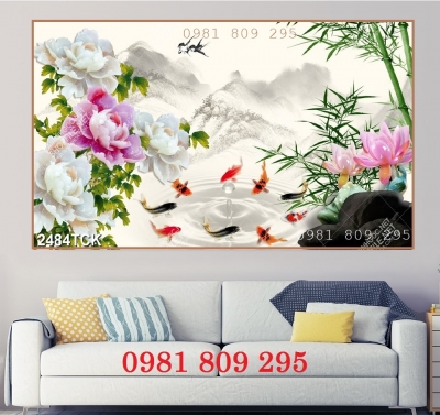 Tranh gạch - gạch trang trí 3d hoa mẫu đơn