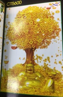 Tranh gạch 3d cây tiền vàng - jNVC433