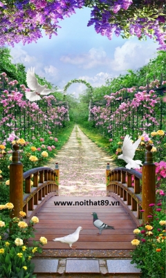 gạch tranh phong cảnh vườn hoa