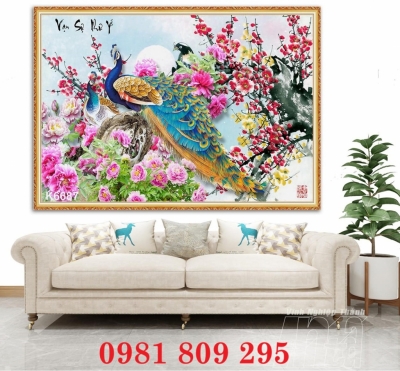 Gạch tranh 3d chim công , tranh gạch men