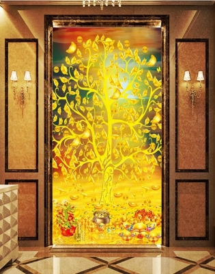 gạch tranh 3D cây kim tiền khổ đứng