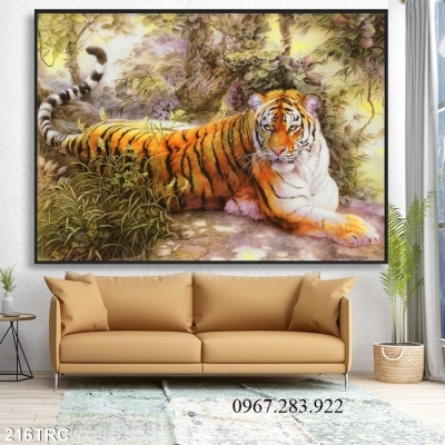 Gạch tranh 3D hình con hổ dũng mãnh