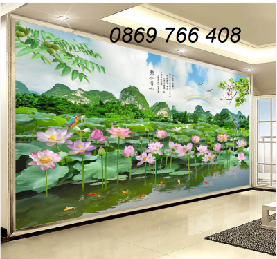 Tranh 3d hoa sen ốp tường đẹp