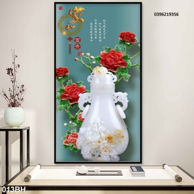 Tranh gạch đẹp bình hoa 3d