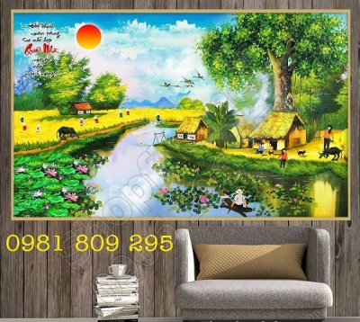 Tranh gạch men phong cảnh 3d đồng quê HP232