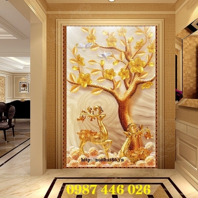 Tranh gạch men cây tiền vàng HP8733