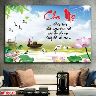Tranh dán tường phòng khách - tranh thư pháp