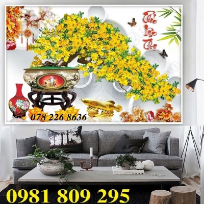 Tranh hoa mai 3d ốp tường - tranh gạch men