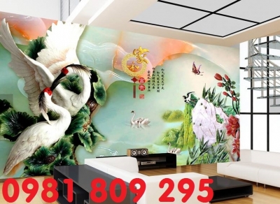 Gạch tranh 3d - tranh gạch tùng hạc