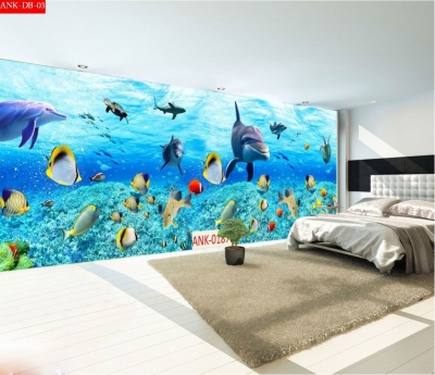 Tranh gạch 3d cá heo đại dương - HNBV55