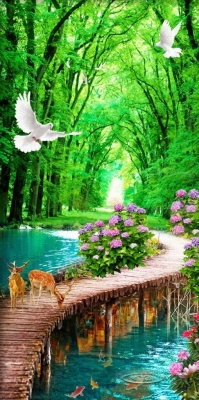 Tranh gạch 3d con đường hàng cây - FDS93