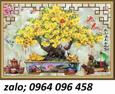 Tranh gạch 3d ốp tường cây hoa mai - 548BVC