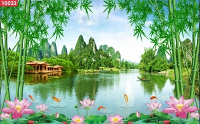 tranh sơn thủy - tranh phong cảnh - tranh gạch 3d - HNB44