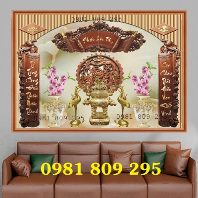 Gạch 3d ban thờ Phúc Lộc Thọ JH96