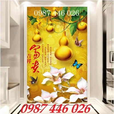 Tranh gạch men cây tiền lộc vàng HP9372