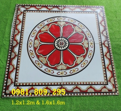 Thảm gạch hoa đỏ vuông lát sảnh HSG997