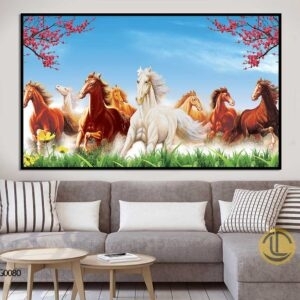 Gạch tranh 3D - tranh 8 chú ngựa